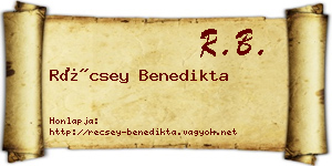 Récsey Benedikta névjegykártya
